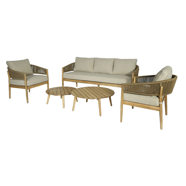 Maze - Porto Rope Weave 3 Seat Sofa Set with Pair of Round Coffee Tables & Armchairs product image