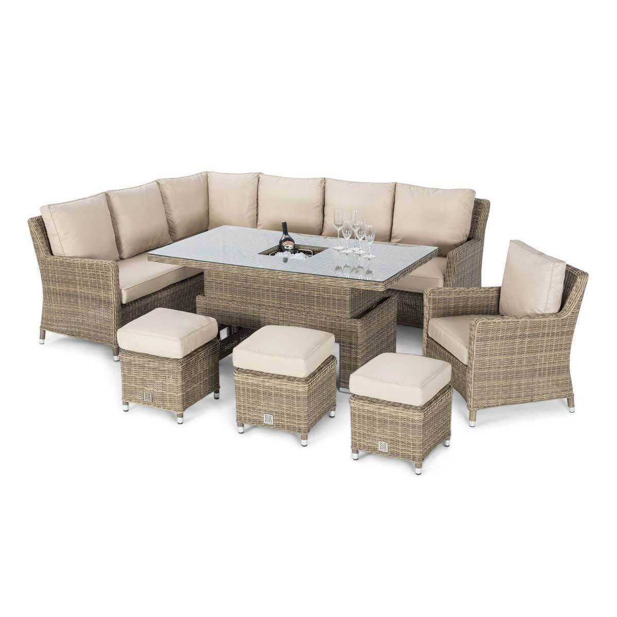 Maze - Winchester Corner Rattan Dining Set with Armchair, Ice Bucket & Rising Table product image