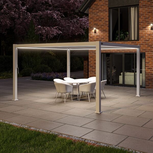 Maze Como - 4m x 4m Aluminium Metal Outdoor Garden Pergola - White  product image
