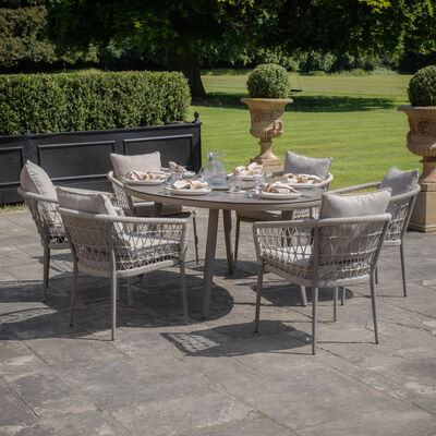 Maze - Monaco Rope Weave 6 Seat Oval Dining Set with Lazy Susan - Cool Linen product image