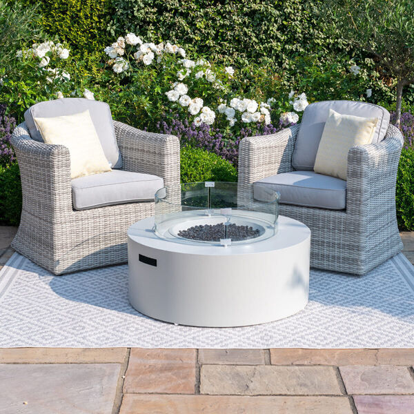 Maze - Round Gas Fire Pit Coffee Table - Pebble White product image