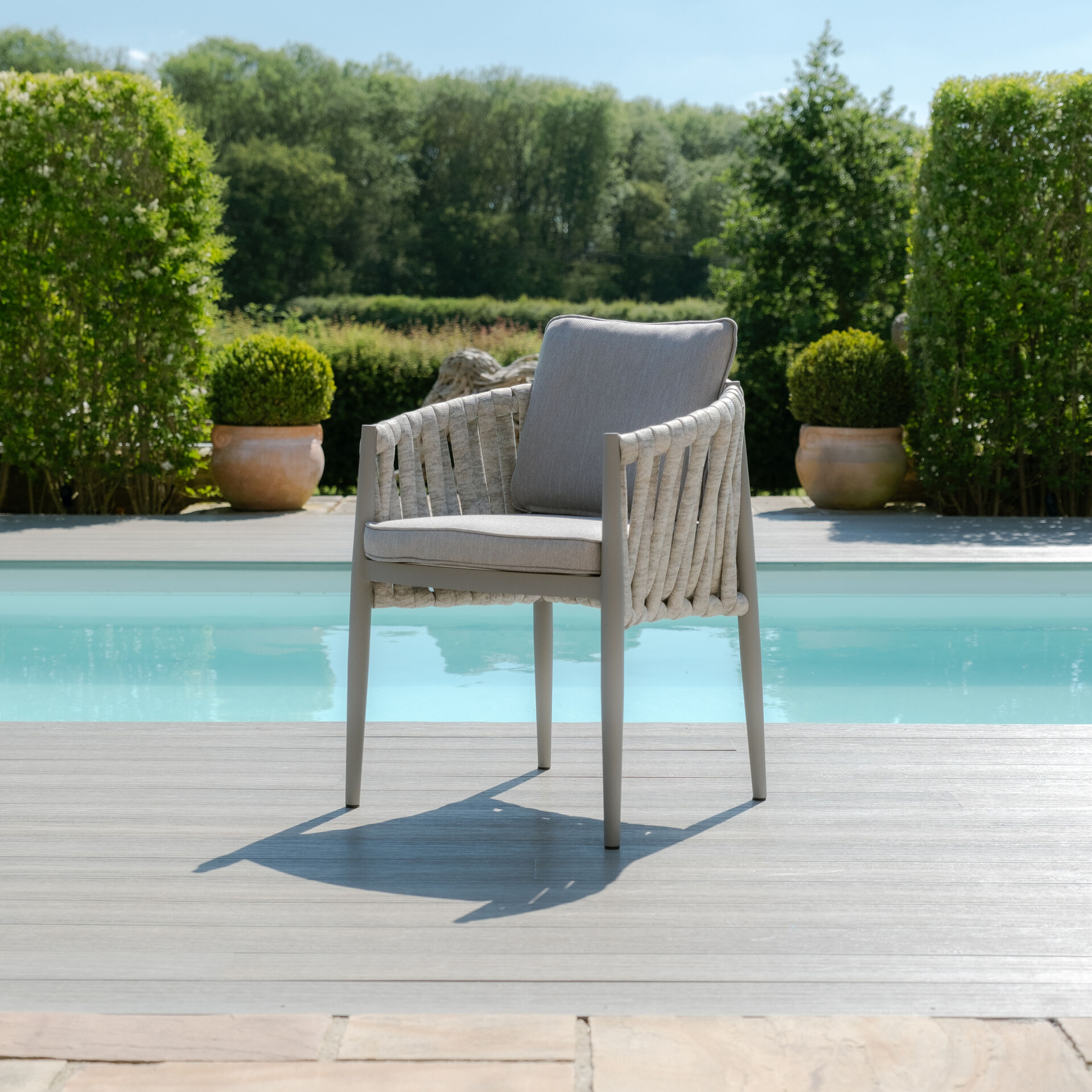 Maze - Milan Rope Weave 6 Seat Oval Dining Set with Lazy Susan - Cool Linen product image