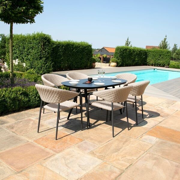 Maze - Outdoor Fabric Pebble 6 Seat Oval Dining Set - Taupe product image