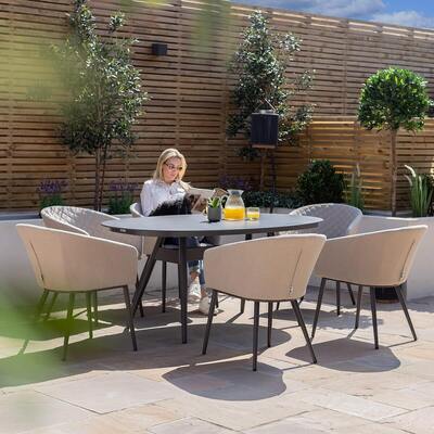 Maze - Outdoor Fabric Ambition 6 Seat Oval Dining Set - Oatmeal product image