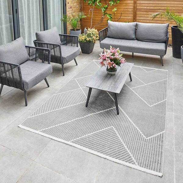Jazz - Geometric Silver Indoor and Outdoor Rug - 220cm x 160cm product image