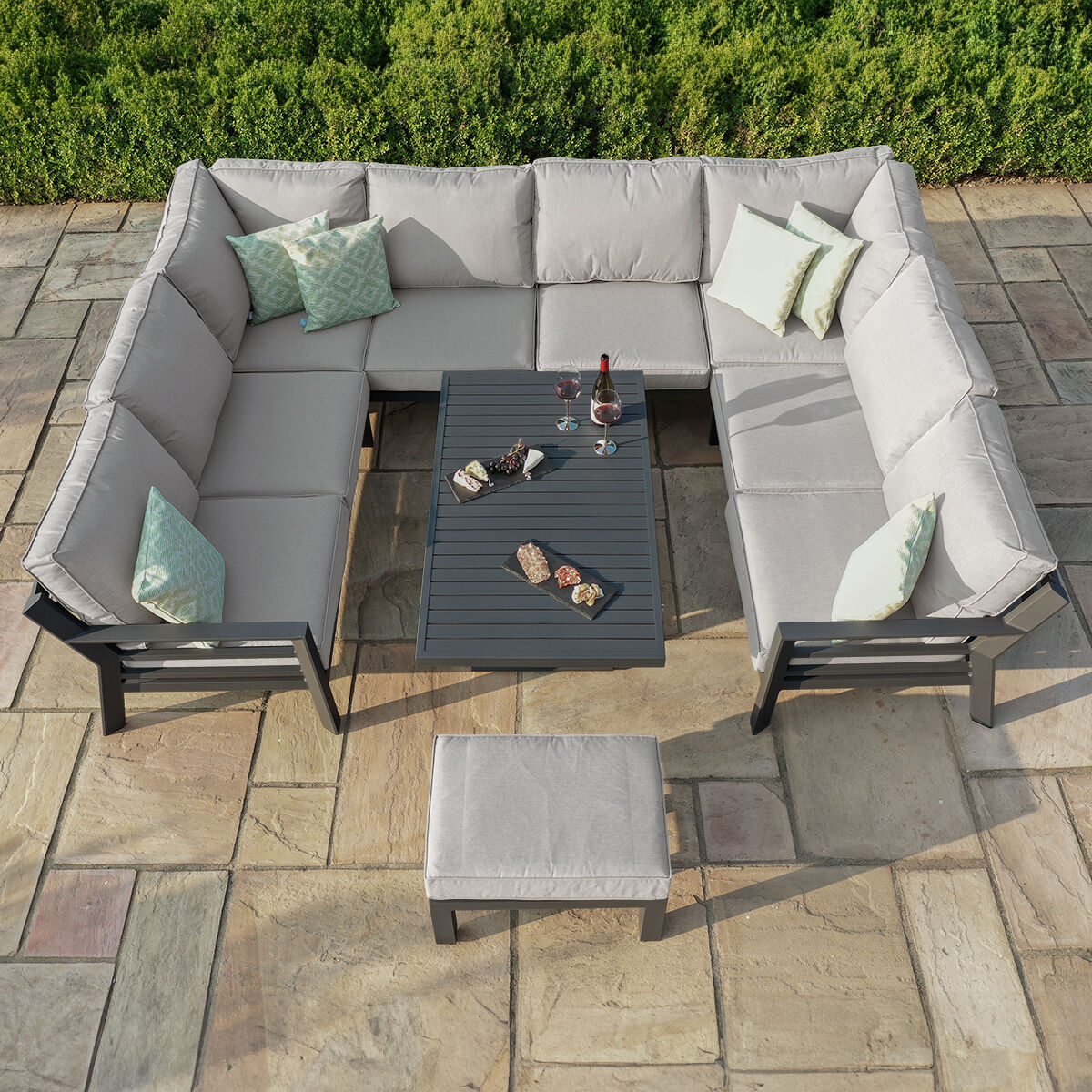 Maze - New York U-Shaped Aluminium Sofa Set with Rising Table - Dove Grey product image