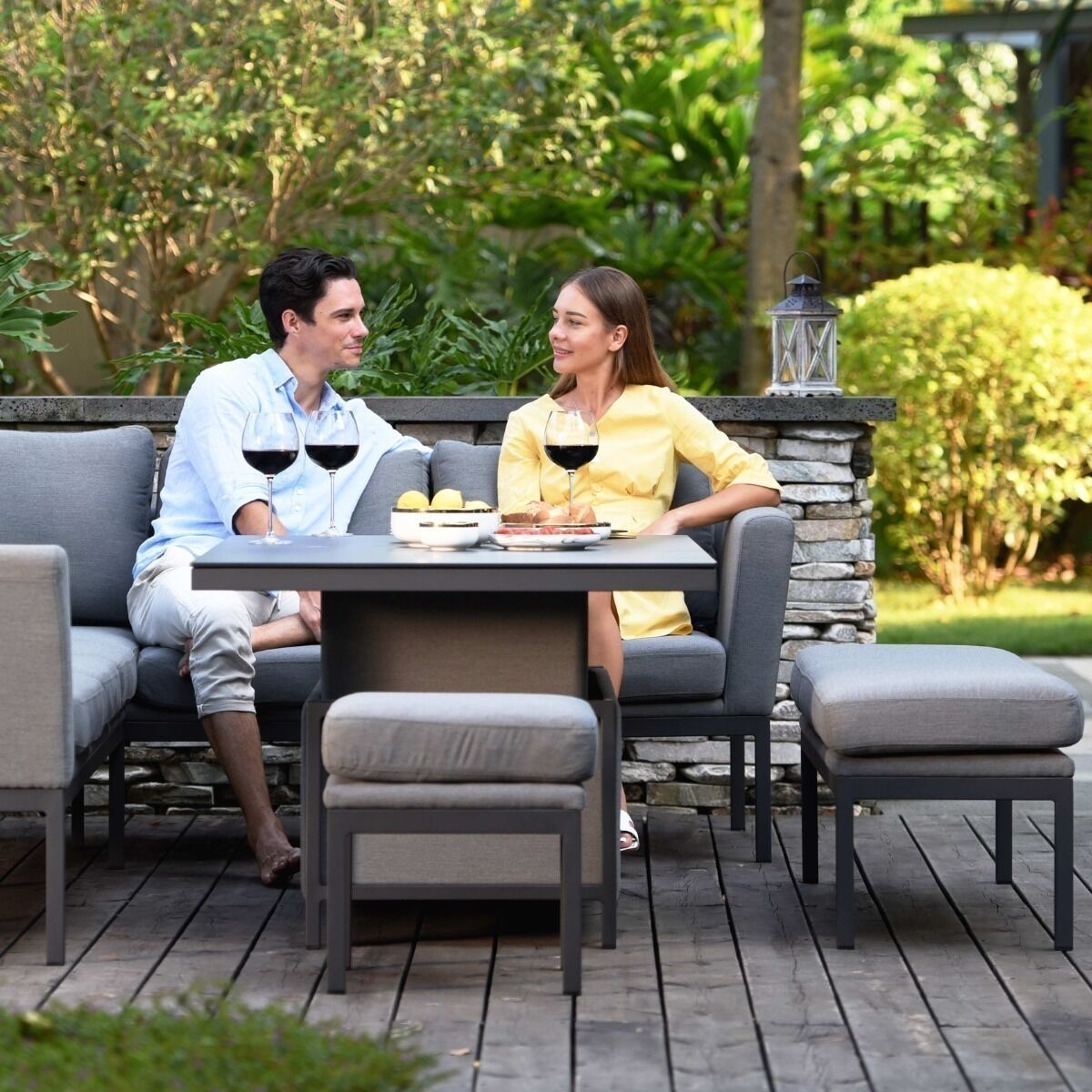 Maze - Outdoor Fabric Pulse Left Handed Corner Dining Set with Rising Table - Flanelle product image