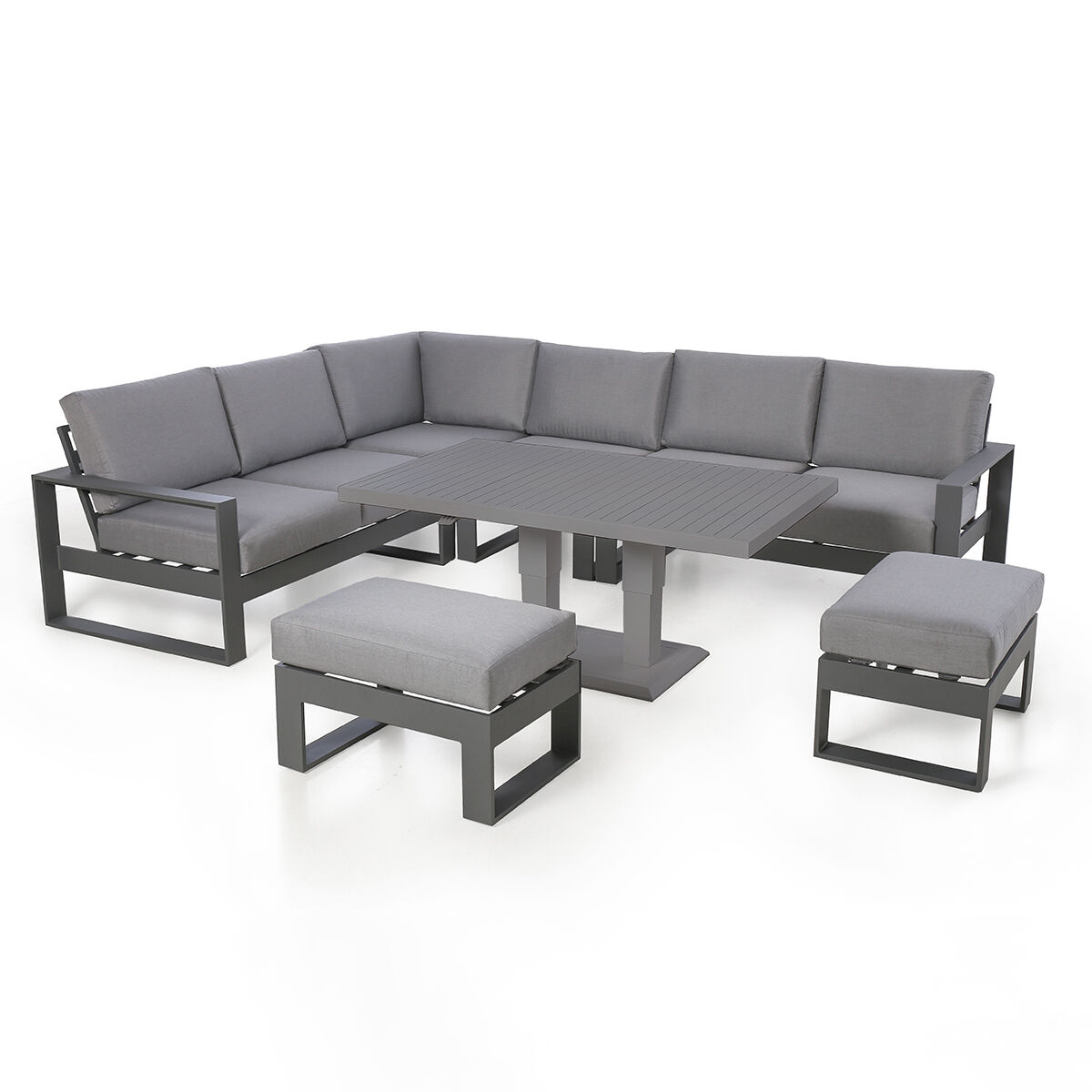 Maze - Amalfi Large Aluminium Corner Dining Set with Rising Table & Footstools - Grey product image