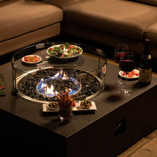 Maze - Square Gas Fire Pit Coffee Table - Charcoal product image