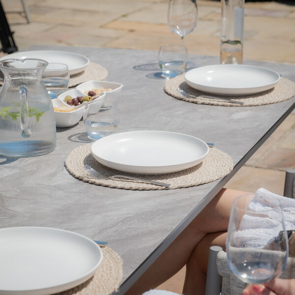 Maze - Milan Rope Weave 8 Seat Rectangular Dining Set - Cool Linen product image