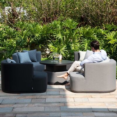 Maze - Outdoor Fabric Snug Lifestyle Suite with Rising Table - Flanelle & Charcoal product image