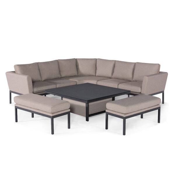 Maze - Outdoor Fabric Pulse Deluxe Square Corner Dining Set with Rising Table - Taupe product image