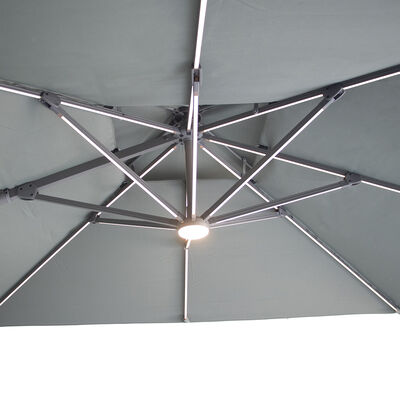 Maze - Apollo Solar LED 3m x 3m Square Rotating Cantilever Parasol with Base - Oil Green product image