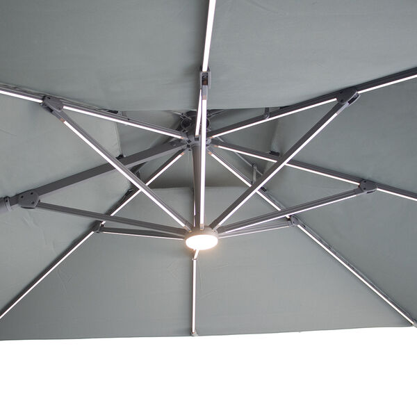 Maze - Apollo Solar LED 3m x 3m Square Rotating Cantilever Parasol with Base - Oil Green product image
