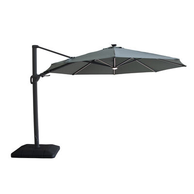 Maze - Aramis Solar LED 3.5m Round Rotating Cantilever Parasol with Base - Oil Green product image