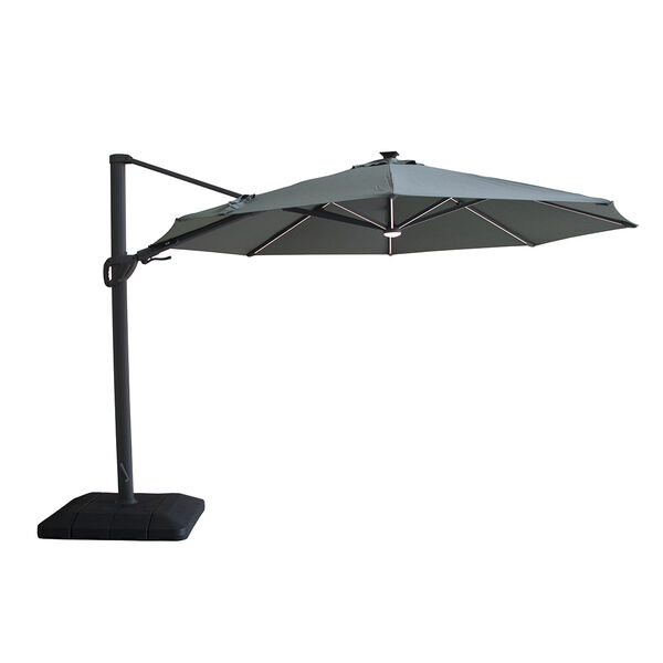 Maze - Aramis Solar LED 3.5m Round Rotating Cantilever Parasol with Base - Oil Green product image