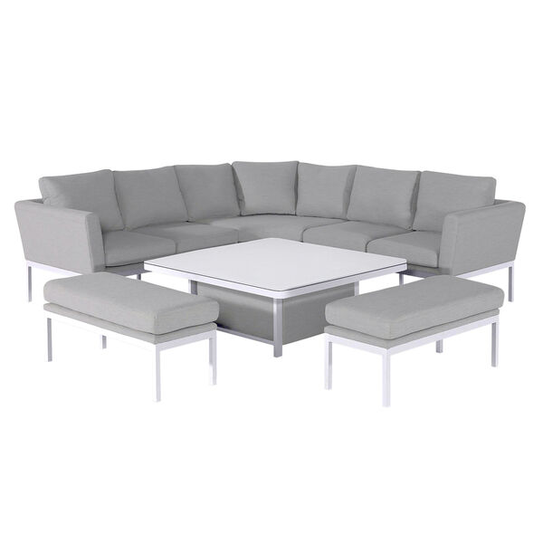 Maze - Outdoor Fabric Pulse Deluxe Square Corner Dining Set with Rising Table - Lead Chine product image