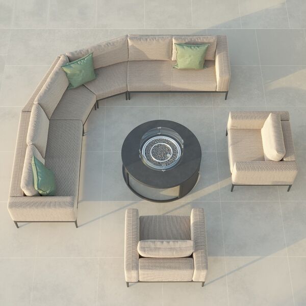 Maze - Eve Grande Corner Sofa Group with Round Fire Pit Coffee Table & 2 Armchairs - Oatmeal product image