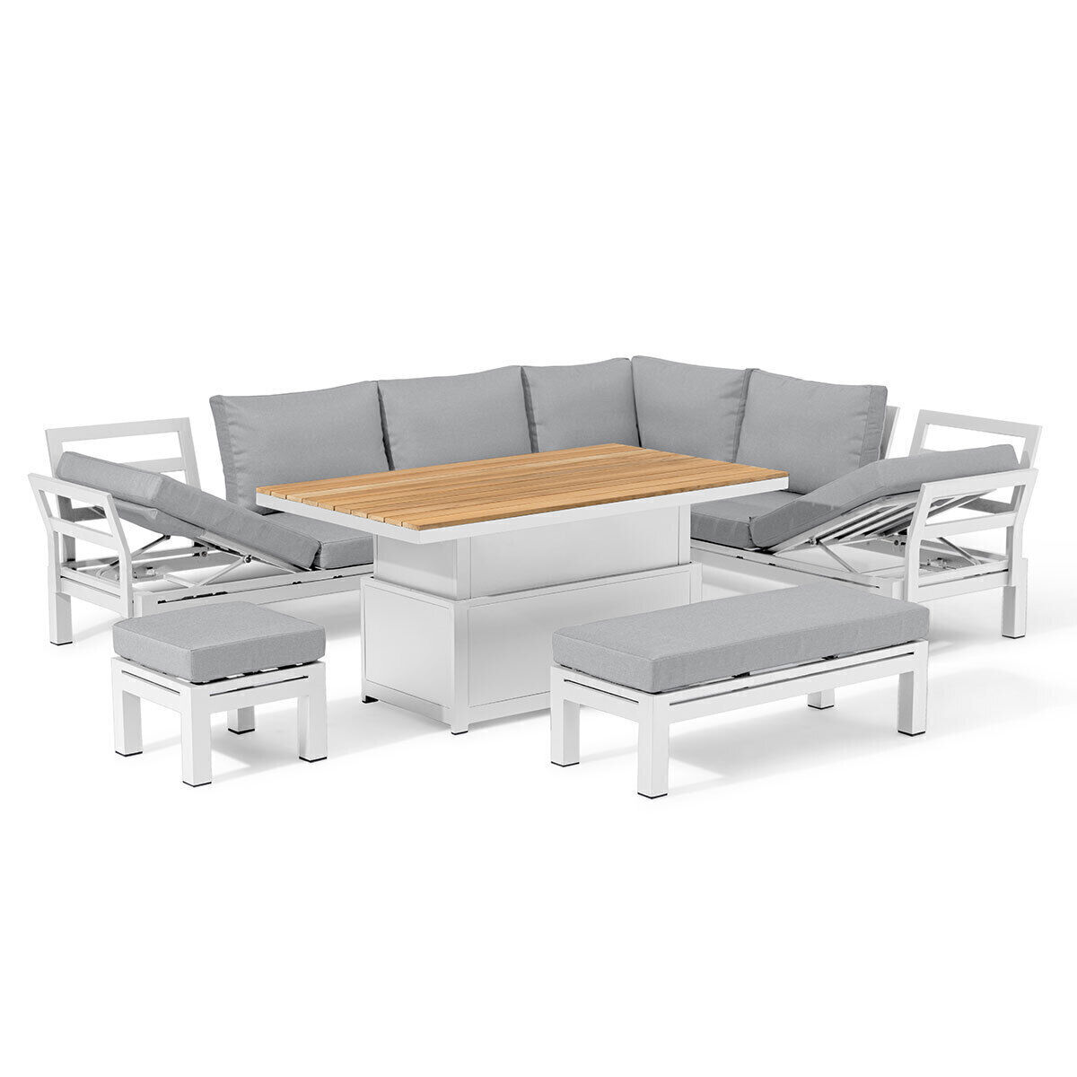 Maze - Oslo Aluminium Corner Group with Teak Rising Table - White product image
