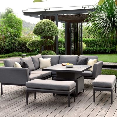 Maze - Outdoor Fabric Pulse Square Corner Dining Set with Rising Table - Flanelle product image