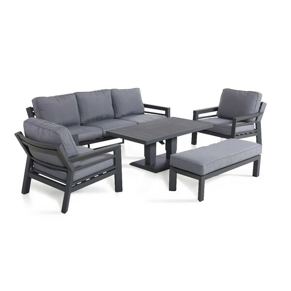 Maze - New York 3 Seat Sofa Aluminium Sofa Set with Rising Table - Grey product image