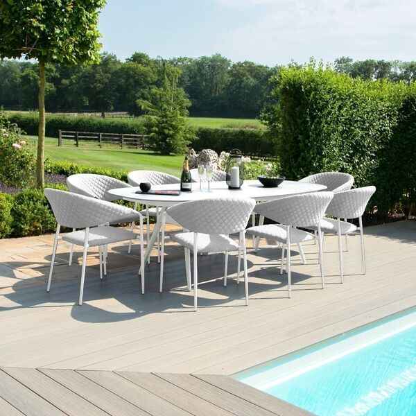 Maze - Outdoor Fabric Pebble 8 Seat Oval Dining Set - Lead Chine product image