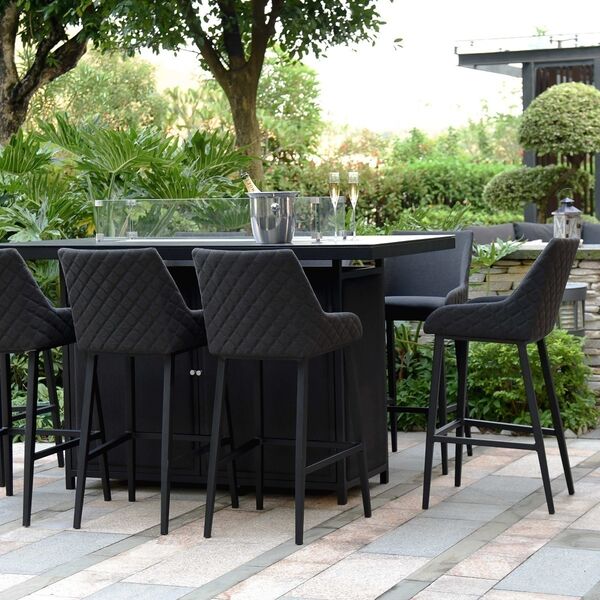 Maze - Outdoor Fabric Regal 8 Seat Rectangular Bar Set with Fire Pit Table - Charcoal product image