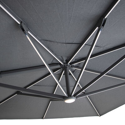 Maze - Aramis Solar LED 3m x 4m Rectangular Rotating Cantilever Parasol with Base - Charcoal Grey product image