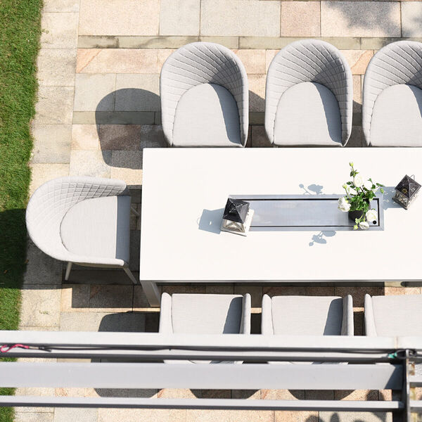 Maze - Outdoor Fabric Ambition 8 Seat Rectangular Dining Set with Fire Pit Table - Lead Chine product image