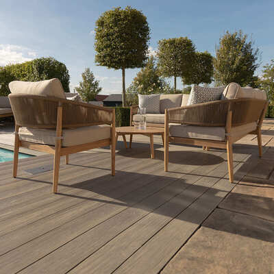 Maze - Porto Rope Weave Corner Sofa Set with Pair of Round Coffee Tables & 2 Armchairs product image