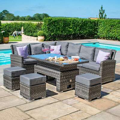 Maze - Victoria Rectangular Corner Rattan Dining Set with Rising Table product image
