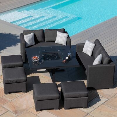 Maze - Outdoor Fabric Fuzion Cube Sofa Set with Fire Pit - Charcoal product image