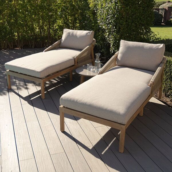 Maze - Martinique Rope Weave Double Sunlounger Set with Round Coffee Table product image