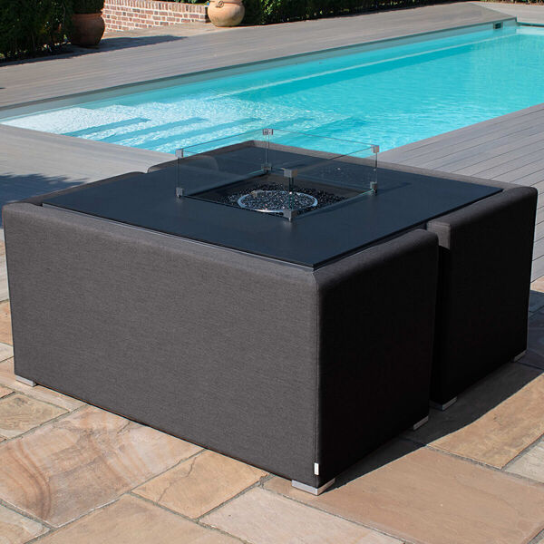 Maze - Outdoor Fabric Fuzion Cube Sofa Set with Fire Pit - Charcoal product image