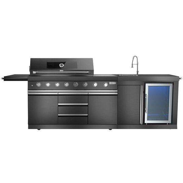 Maze - Linear Outdoor Kitchen 6 Burner with Sink & Single Fridge - Satin Black product image
