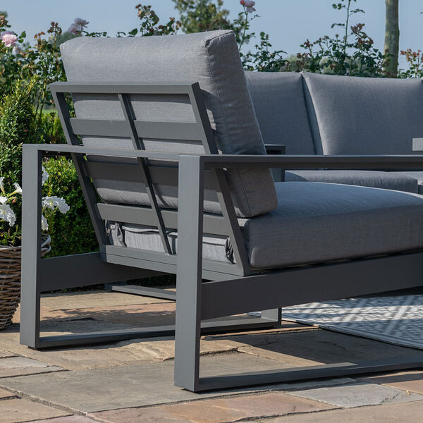 Maze - Amalfi 2 Seat Aluminium Sofa Set with Square Fire Pit Table plus Armchairs & Footstools - Grey product image