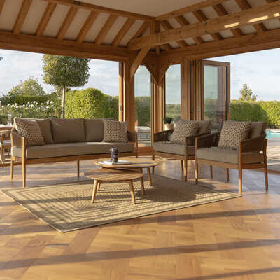 Maze - Porto Rope Weave 3 Seat Sofa Set with Pair of Round Coffee Tables & Armchairs product image