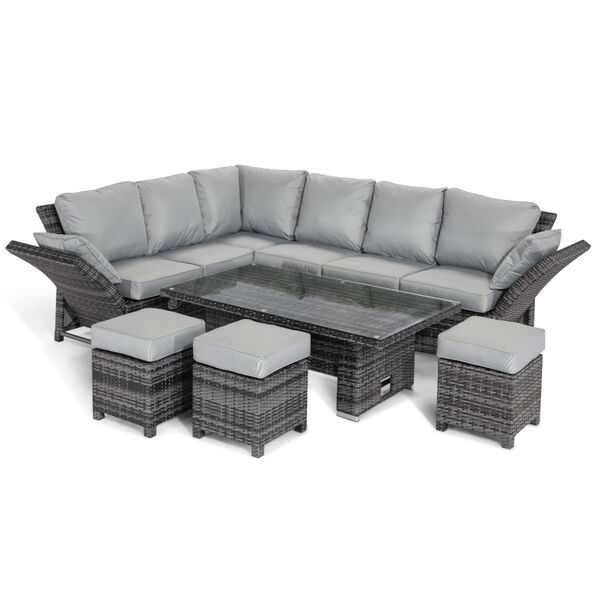 Maze - Henley Rattan Corner Dining Set with Rising Table - Grey product image