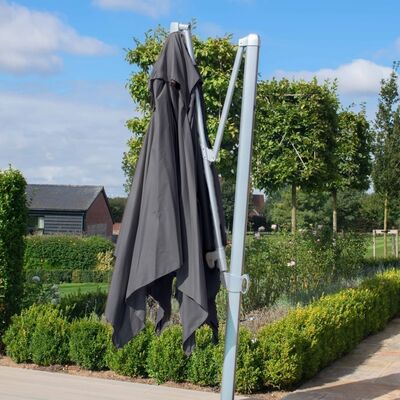 Maze - Zeus 3m Square Rotating Cantilever Parasol With LED Lights - Grey product image