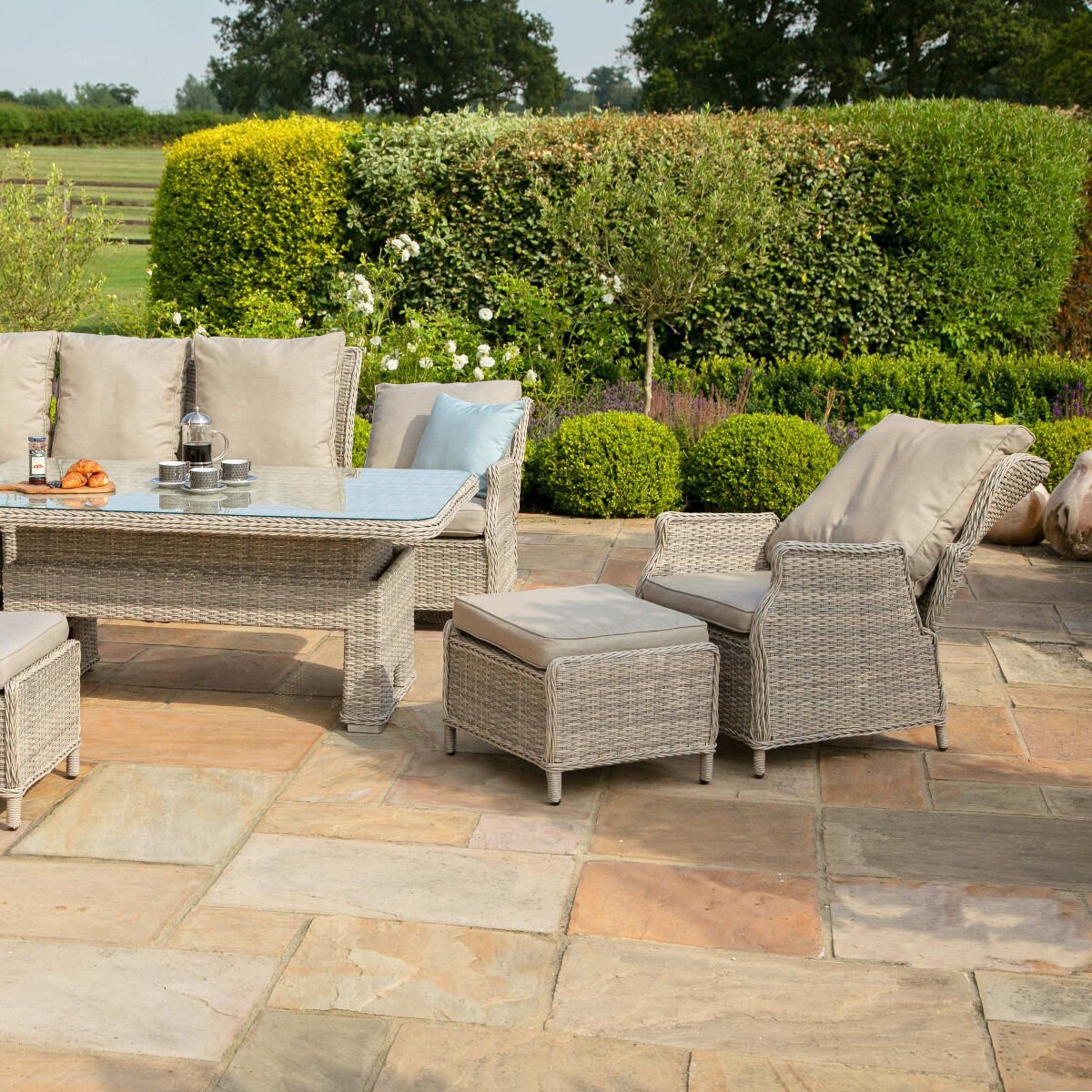 Maze - Cotswold Reclining Rattan Corner Dining Set with Rising Table, 2 Footstools & Armchair product image