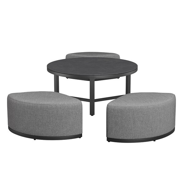 Maze - Outdoor Fabric Round Coffee Table & 3 Footstools - Flanelle product image
