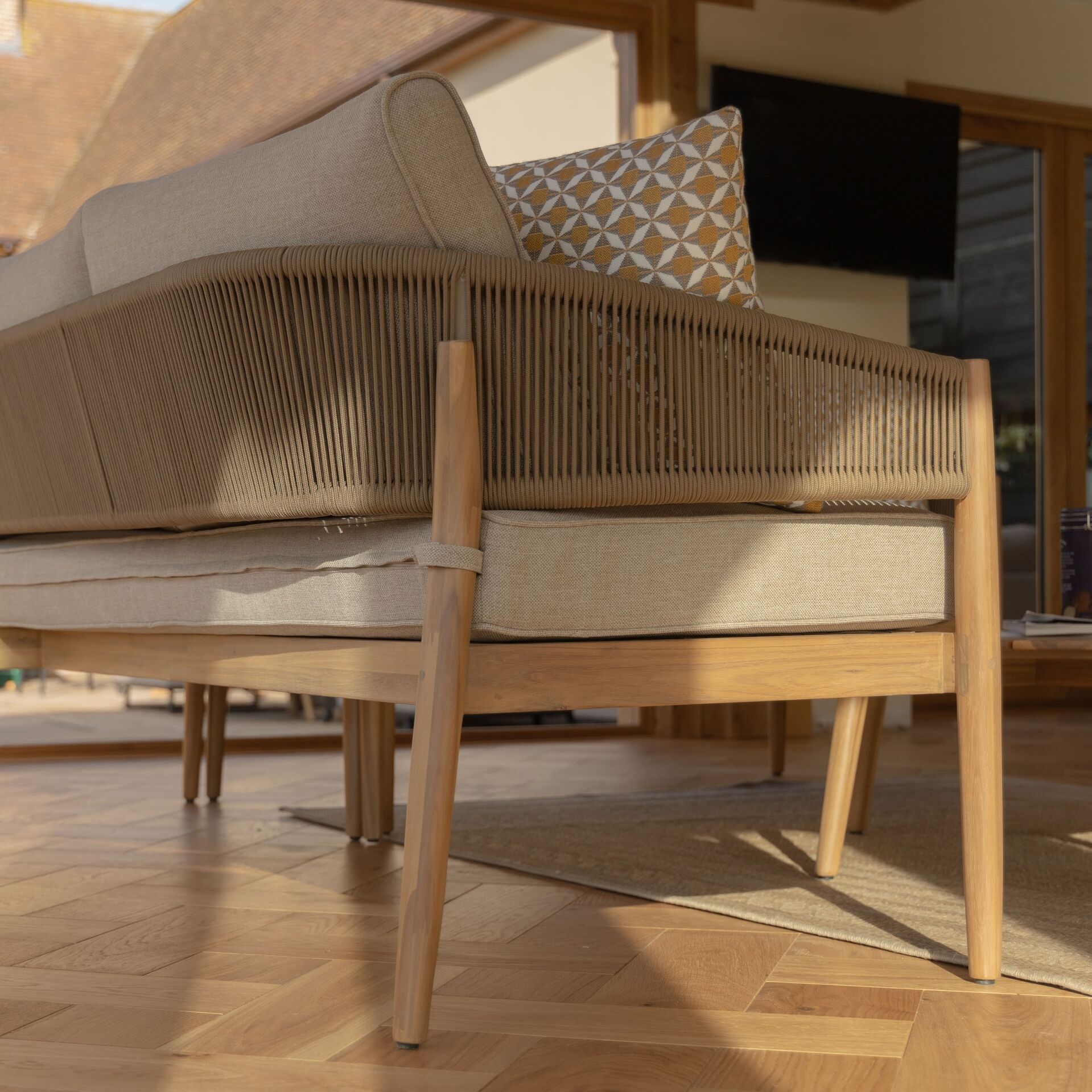 Maze - Porto Rope Weave Corner Sofa Set with Pair of Round Coffee Tables & Armchair product image