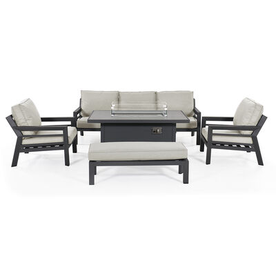 Maze - New York 3 Seat Aluminium Sofa Set with Fire Pit Table - Dove Grey product image
