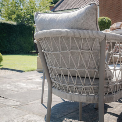 Maze - Monaco Rope Weave 4 Seat Round Dining Set with Lazy Susan - Cool Linen product image
