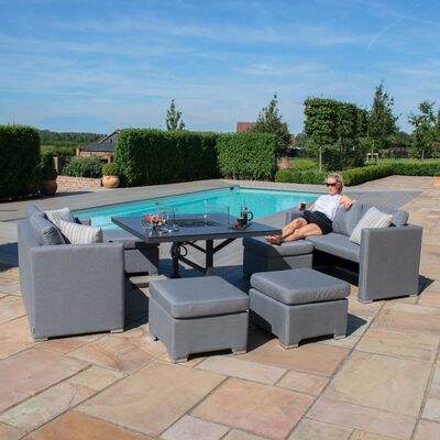Maze - Outdoor Fabric Fuzion Cube Sofa Set with Fire Pit - Flanelle product image