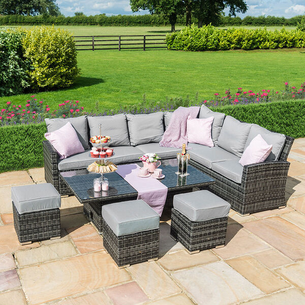 Maze - Kingston Left Hand Rattan Corner Dining Set with Rising Table - Grey product image