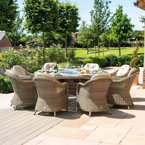 Maze - Winchester Heritage 8 Seat Round Rattan Fire Pit Dining Set with Lazy Susan product image
