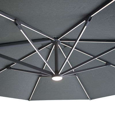 Maze - Aramis Solar LED 3.5m Round Rotating Cantilever Parasol with Base - Oil Green product image