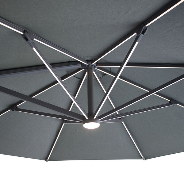 Maze - Aramis Solar LED 3.5m Round Rotating Cantilever Parasol with Base - Oil Green product image