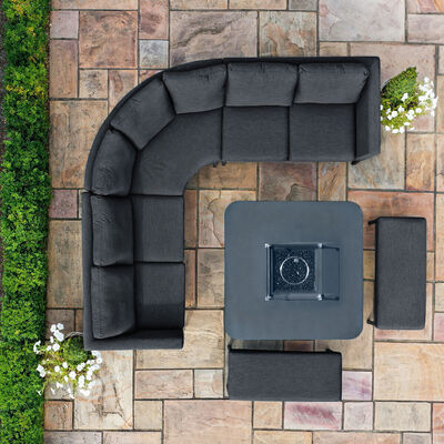 Maze - Outdoor Fabric Pulse Deluxe Square Corner Dining Set with Firepit Table - Charcoal product image